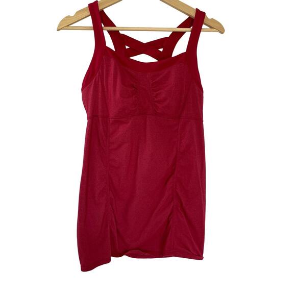 Athleta hot pink racerback tank top workout built in bra women's M barbiecore - Picture 1 of 8